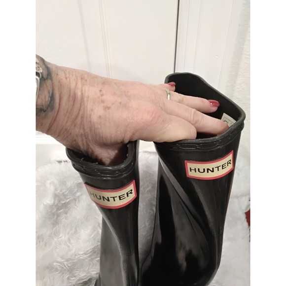 Hunter Tall Gloss Black Rubber Rain Boots Womens Size US 8 UK 6 EU 39 - Picture 2 of 6